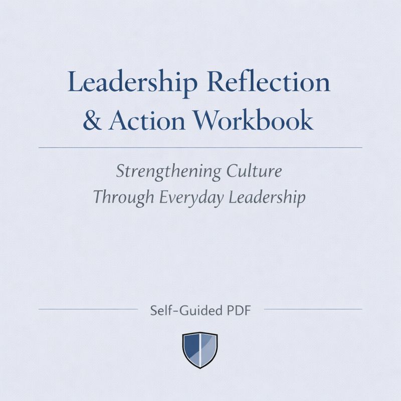 A self-guided leadership workbook designed to support reflection, clarity, and practical action related to organizational culture and everyday leadership practices.